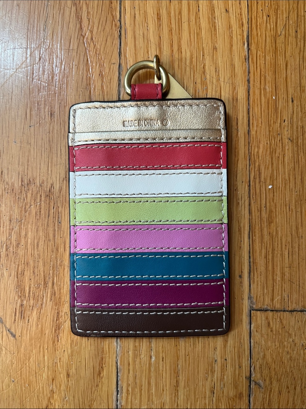 Coach Metallic Gold and Rainbow Luggage ID Tag - Picture 2 of 2